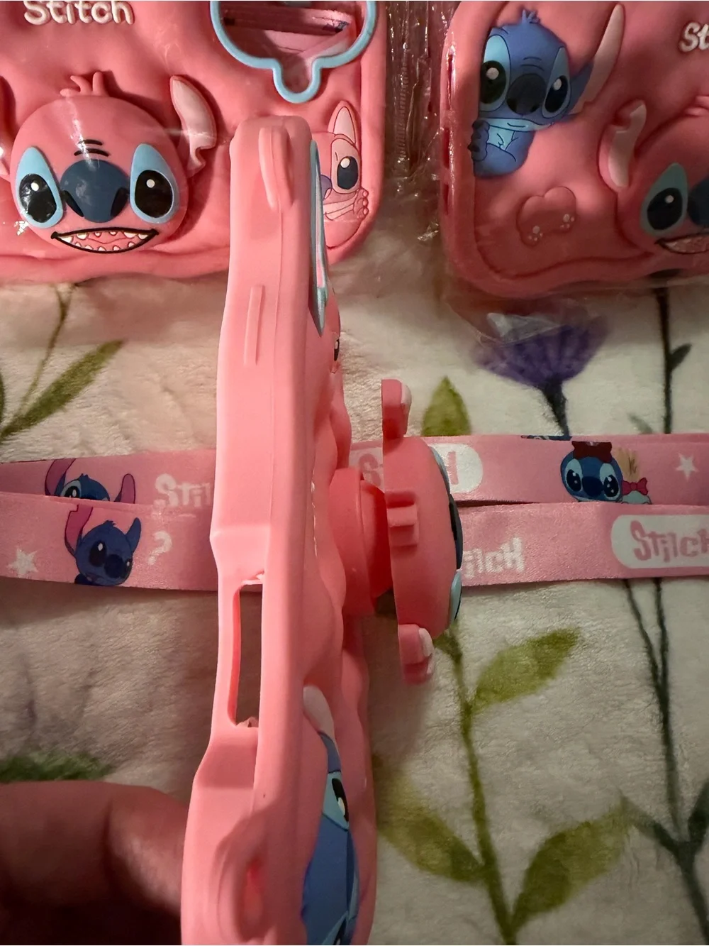 5 ‼️ Pink Stitch Silicone Crossbody Pop-socket with Lanyard